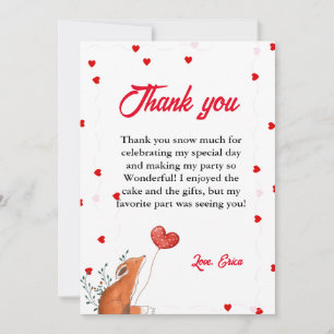 Watercolor Red heart Birthday Thank You Card