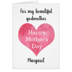 Watercolor Red Heart Mother's Day Godmother