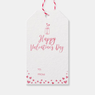 Watercolor Red Hearts Valentine's Day Gift Tags