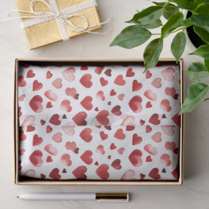 Watercolor Red Hearts Valentine's Day Tissue Paper