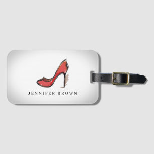 Watercolor Red High Heel Shoe Stiletto Luggage Tag