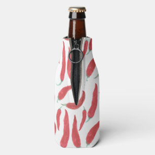 watercolor red hot chillies bottle cooler