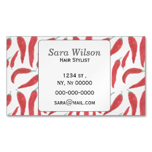 watercolor red hot chillies 	Magnetic business card