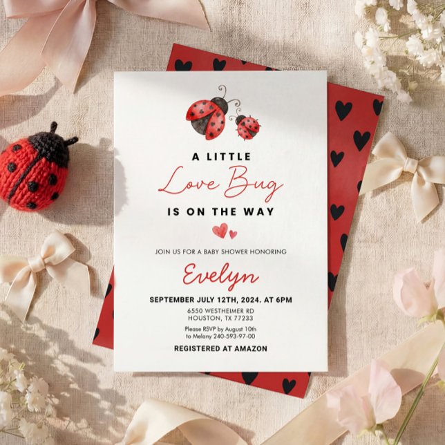 Watercolor Red Ladybug Baby Shower Invitation (Creator Uploaded)