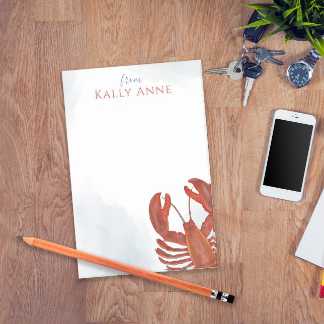 Watercolor Red Lobster Personalized  Post-it Notes (Creator Uploaded)