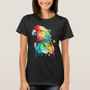 Watercolor Red Macaw Parrot Colourful Bird T-Shirt