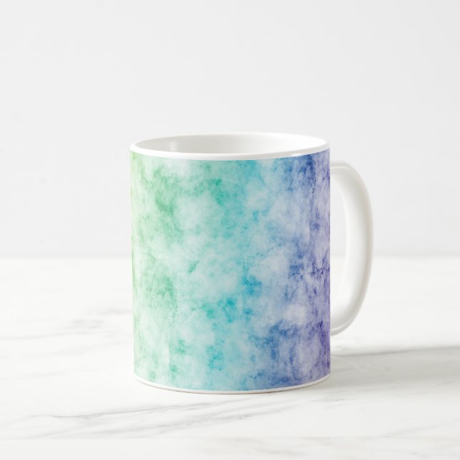 Watercolor Red Orange Yellow Aqua Green Coffee Mug (Front Right)