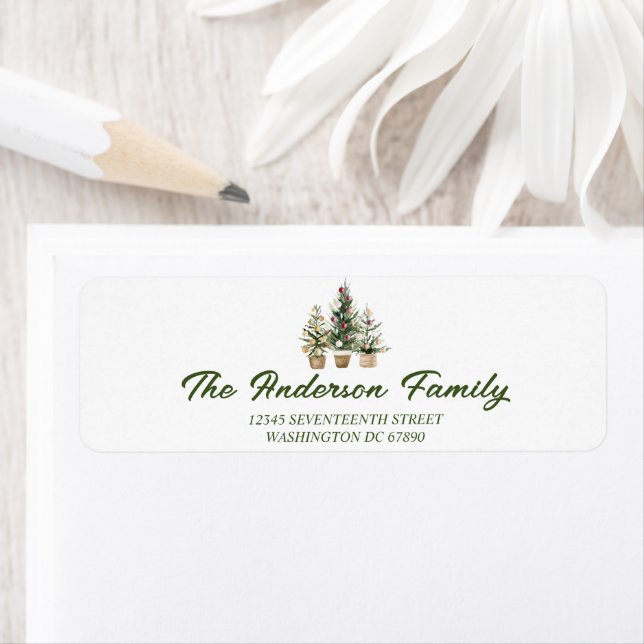 Watercolor Red Ornaments Trees Merry Christmas  (Insitu)