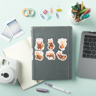 WATERCOLOR RED PANDA STICKERS SET