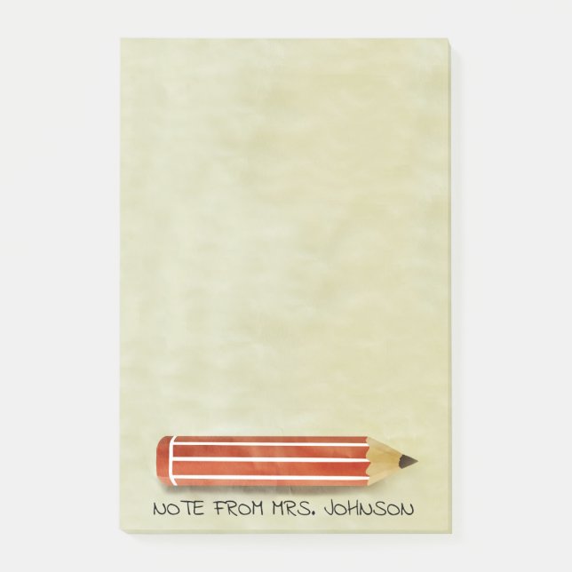 Watercolor Red Pencil Post-it Notes (Front)