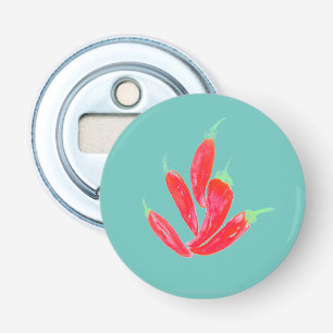 Watercolor Red Peppers Bunch Summer Bottle Opener