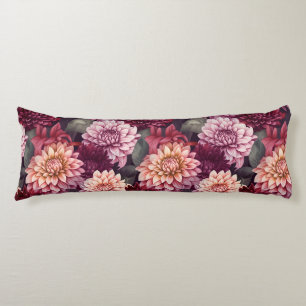 Watercolor Red Pink Dahlia Pattern Design Body Cushion