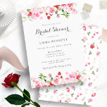 Watercolor Red Pink Floral Bridal Shower Invitation<br><div class="desc">This elegant wedding bridal shower invitation features a beautiful watercolor frame of red and pink roses. The back of the invite includes a beautiful watercolor pattern to match the artwork on the front. The text is grey. (This is part of the Red & Pink Roses Collection.)</div>