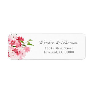 Watercolor Red Pink Floral Wedding Return Address