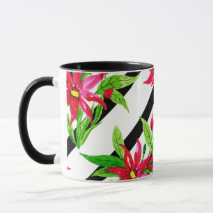 Watercolor Red Poinsettia Christmas Modern Pattern Mug