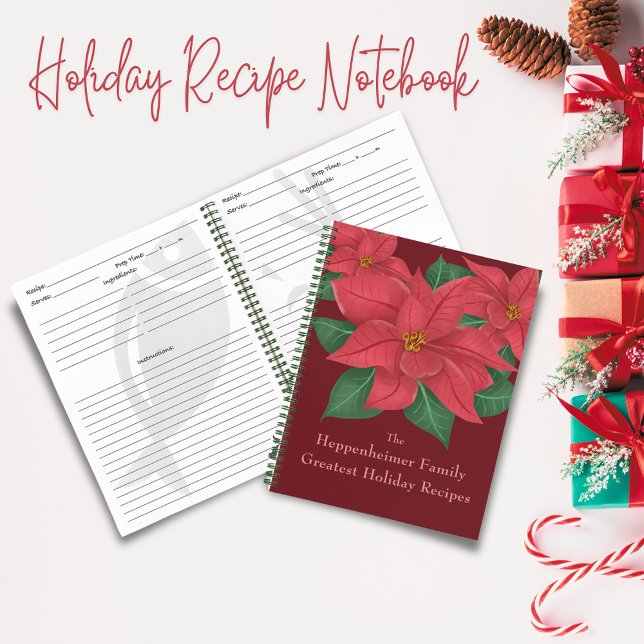 Watercolor Red Poinsettias Family Holiday Recipes Notebook (Watercolor Red Poinsettias Family Holiday Recipes Notebook)