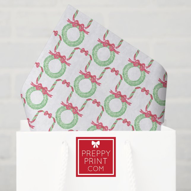 Watercolor Red Polka Dot Bow Wreath Christmas Tissue Paper (Creator Uploaded)