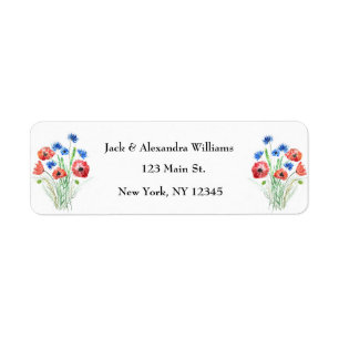 Watercolor Red Poppies Cornflowers Return Address