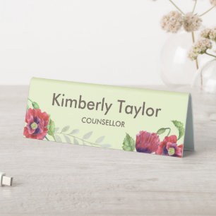 Watercolor Red Poppies Floral Illustration Office