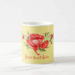 Watercolor Red Poppies Personalised Coffee Mug
