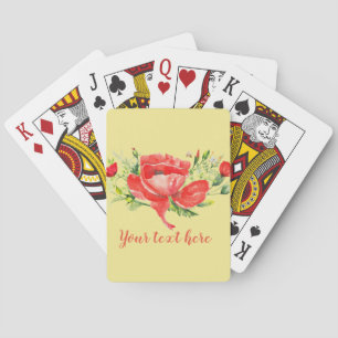 Watercolor Red Poppies Personalised Playing Cards