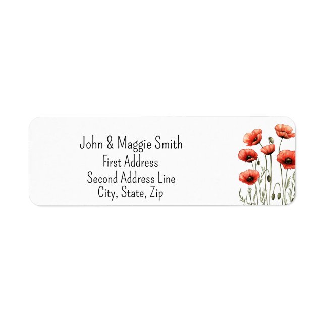 Watercolor Red Poppy Garden Flower Art (Front)