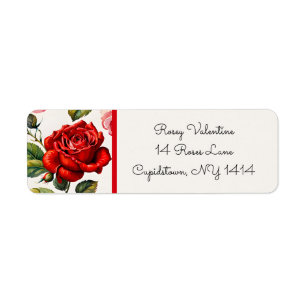 Watercolor Red Rose Address Label