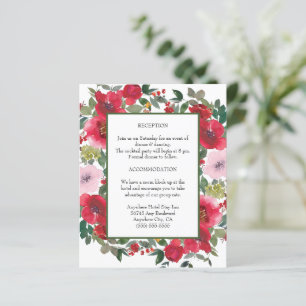 Watercolor Red Rose Floral Wedding Enclosure Card