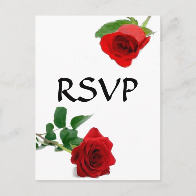 Watercolor Red Rose - RSVP Postcard (Front)