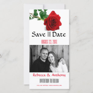 Watercolor Red Rose - Save the Date Photo Postcard