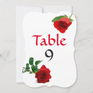 Watercolor Red Rose - Table Numbers
