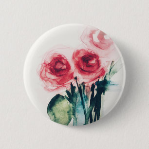 Watercolor Red Roses 6 Cm Round Badge