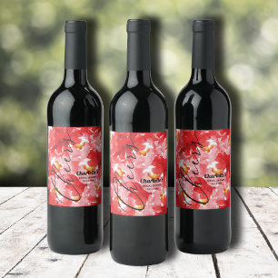 Watercolor Red Roses Bridal Shower Wine Label