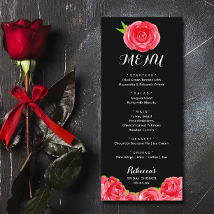 Watercolor Red Roses Derby Bridal Shower Menu