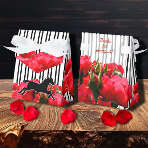 Watercolor Red Roses Derby Horse Stripes Tent Favour Box