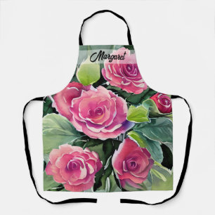 Watercolor Red Roses Personalised Apron