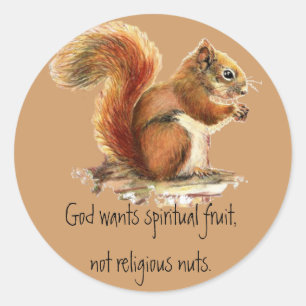 Watercolor Red Squirrel, Funny Quote Classic Round Sticker