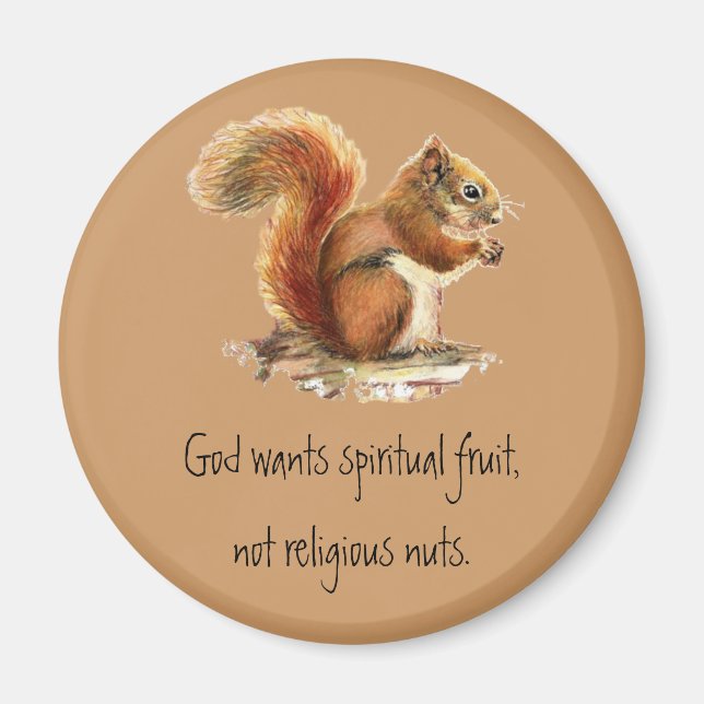Watercolor Red Squirrel, Funny Quote Magnet (Front)