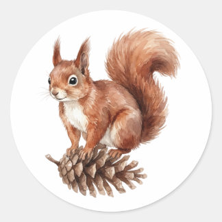 Watercolor Red Squirrel Woodland Animal Sticker
