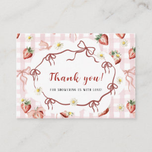 Watercolor Red stawberry daisy birthday  baby show Enclosure Card