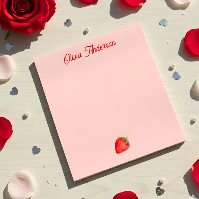 Watercolor Red Strawberry Valentines Day Custom Notepad (Creator Uploaded)