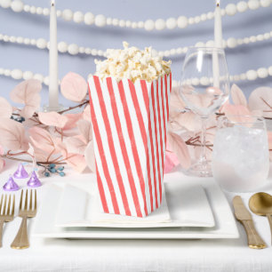 Watercolor Red Stripe popcorn  Favour Box