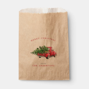 Watercolor Red Truck Vintage Christmas Favour Bags
