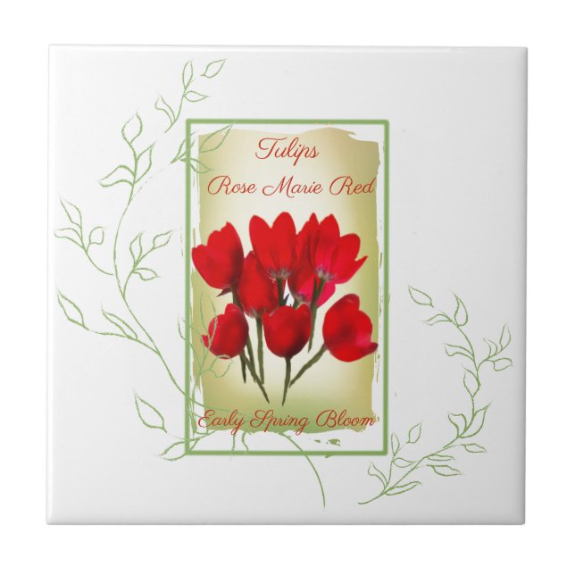 Watercolor Red Tulip Seed Packet Tile (Front)