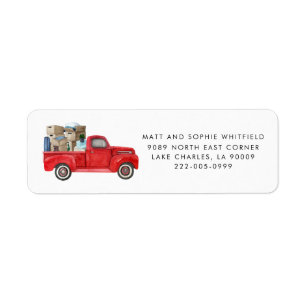 Watercolor Red Vintage Truck Return Address Label
