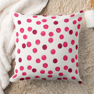 Watercolor  red watercolor polka dot pattern cushion