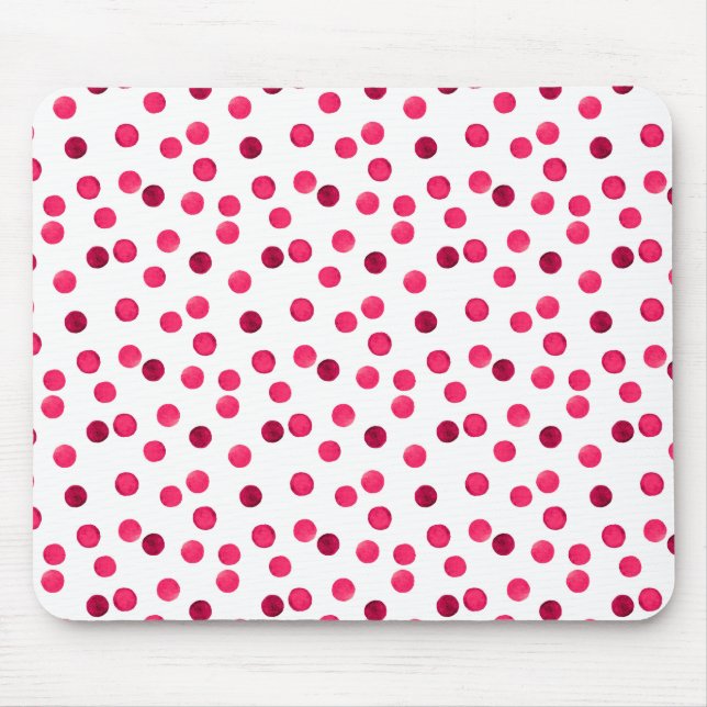 Watercolor  red watercolor polka dot pattern mouse mat (Front)
