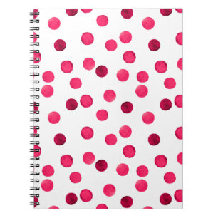 Watercolor  red watercolor polka dot pattern notebook