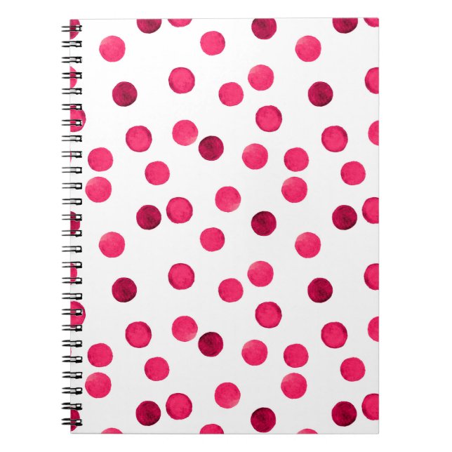 Watercolor  red watercolor polka dot pattern notebook (Front)