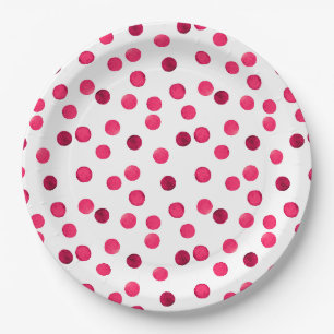 Watercolor red watercolor polka dot pattern paper plate